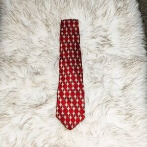 Bill Blass Geometric Burgundy Blue & White Neck Tie